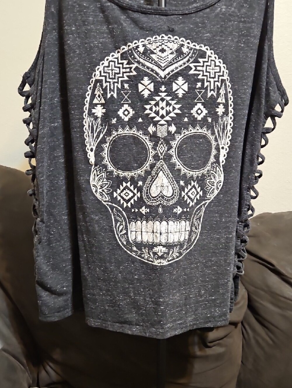 torrid Charcoal Tank with White Sugar Skull Graphic - Picture 3 of 7
